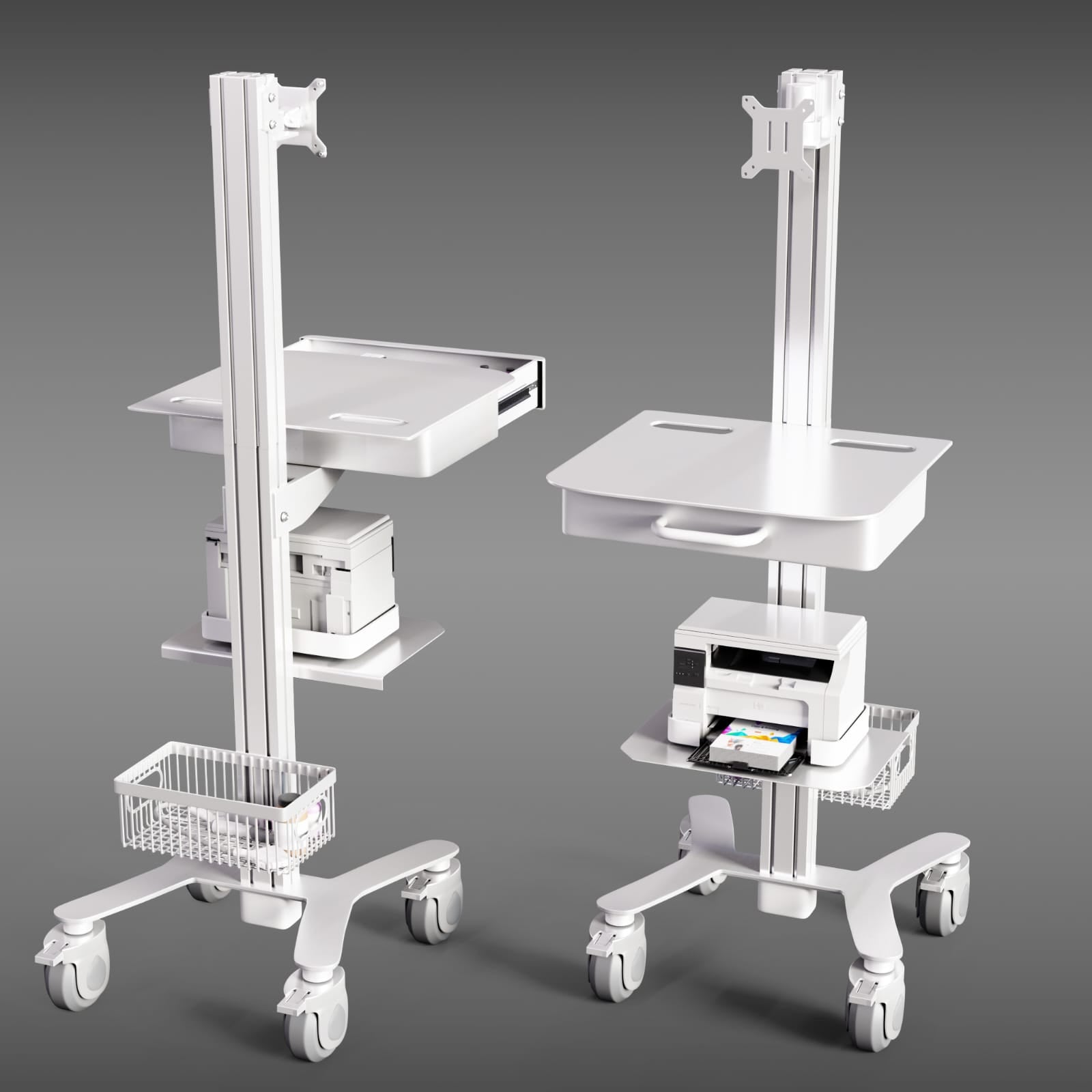 HSM-1 Medical Computer Cart - Slim Mobile Workstation for Clinics