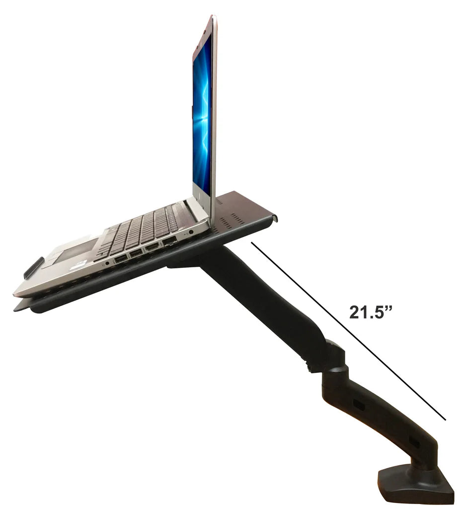 Full Motion Articulation Gas Spring Laptop Desk Stand Arm - Height Adjustable Notebook Riser, Silver/Black (NAGS)