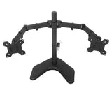 Renewed Dual Monitor Stand, Free Standing Height Adjustable Two Arm Monitor Mount for Two 13 to 28 inch LCD Screens with Swivel and Tilt (RN-EF002)