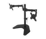 Renewed Dual Monitor Stand, Free Standing Height Adjustable Two Arm Monitor Mount for Two 13 to 28 inch LCD Screens with Swivel and Tilt (RN-EF002)