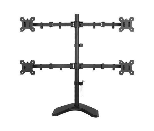 Quad Monitor Desk Stand Mount Full Motion Articulating Arm 4 LCD Computer Displays, 5 Years Warranty (Black) EF004