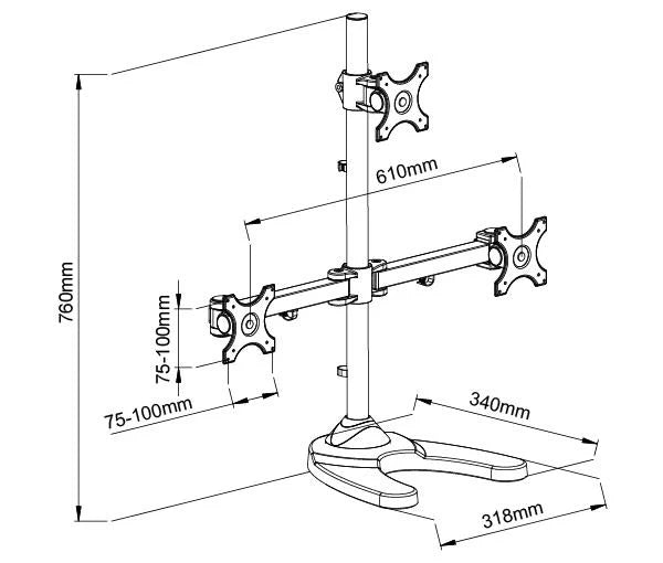 Triple Monitor Stand - Free Standing (3MS-F)