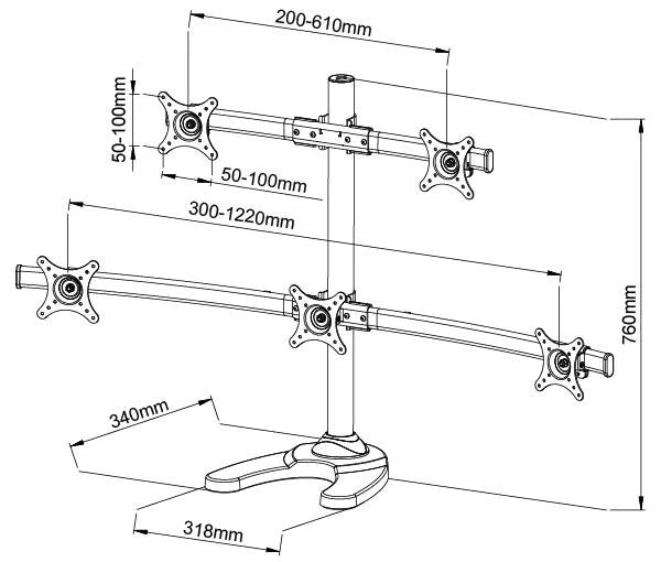 Five Monitor Stand - Freestanding, 5 Years Warranty (5MS-FH)