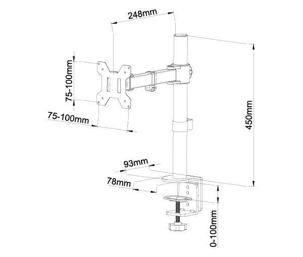 Monitor Desk Mount Stand Full Motion Swivel Monitor Arm for 17''-27'' Computer Monitor EC-MM
