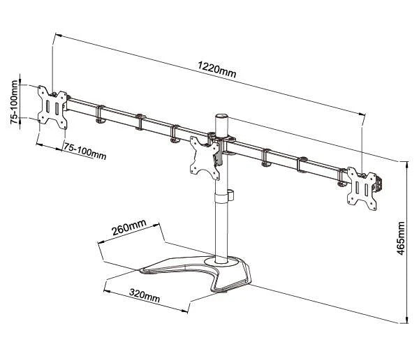 Desktop Triple LCD Monitor Three LCD Arm Monitor Mount Stand Adjustable 3 Screens Fit for 13"-27" Max Support, 5 Years Warranty (EF003)