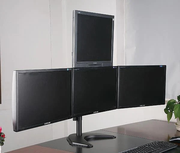 Freestanding Desk Stand for Quad Monitors EF004T 3 x 1 Array, 5 Years Warranty (EF004T)