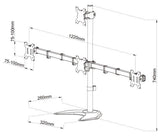 Freestanding Desk Stand for Quad Monitors EF004T 3 x 1 Array, 5 Years Warranty (EF004T)