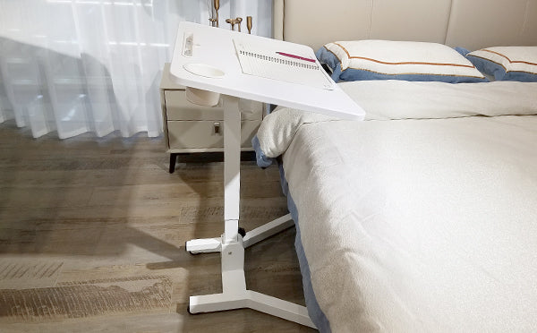 Sit Stand Laptop Table Ergonomic & Adjustable Height Desk Foldable & Portable Laptop Stand Mobile Standing Desk, White (LPT04)