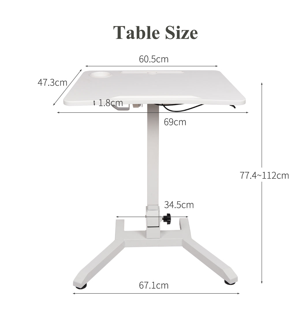 Sit Stand Laptop Table Ergonomic & Adjustable Height Desk Foldable & Portable Laptop Stand Mobile Standing Desk, White (LPT04)