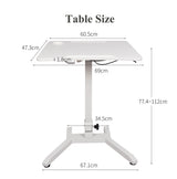 Sit Stand Laptop Table Ergonomic & Adjustable Height Desk Foldable & Portable Laptop Stand Mobile Standing Desk, White (LPT04)