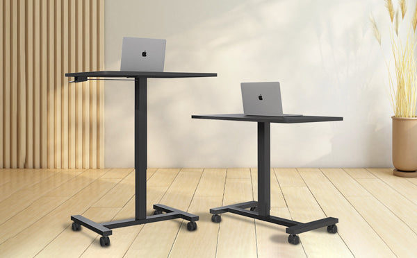 Portable Rolling Laptop Table Stylish & Spacious Minimalist Standing Table & Laptop Portable Desk with Pneumatic Lifting for Multi-Purpose Use, Black, (LPT06)