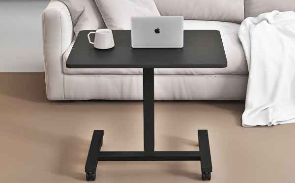 Portable Rolling Laptop Table Stylish & Spacious Minimalist Standing Table & Laptop Portable Desk with Pneumatic Lifting for Multi-Purpose Use, Black, (LPT06)