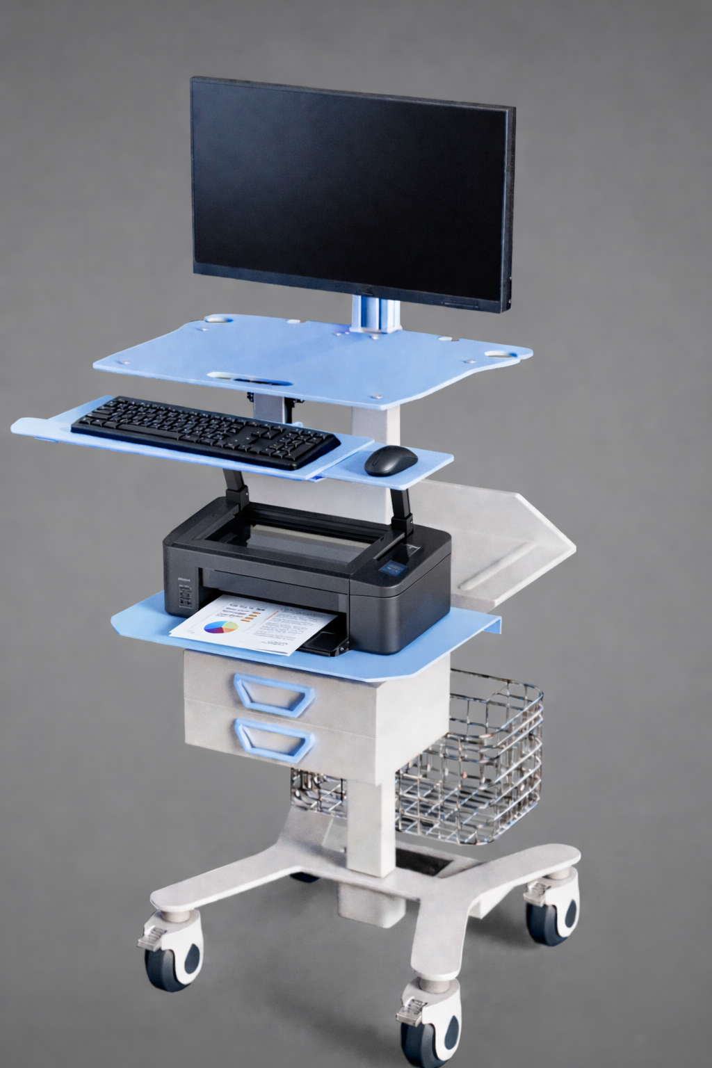 RIFE HSM-8 heavy-duty medical equipment cart mobile workstation