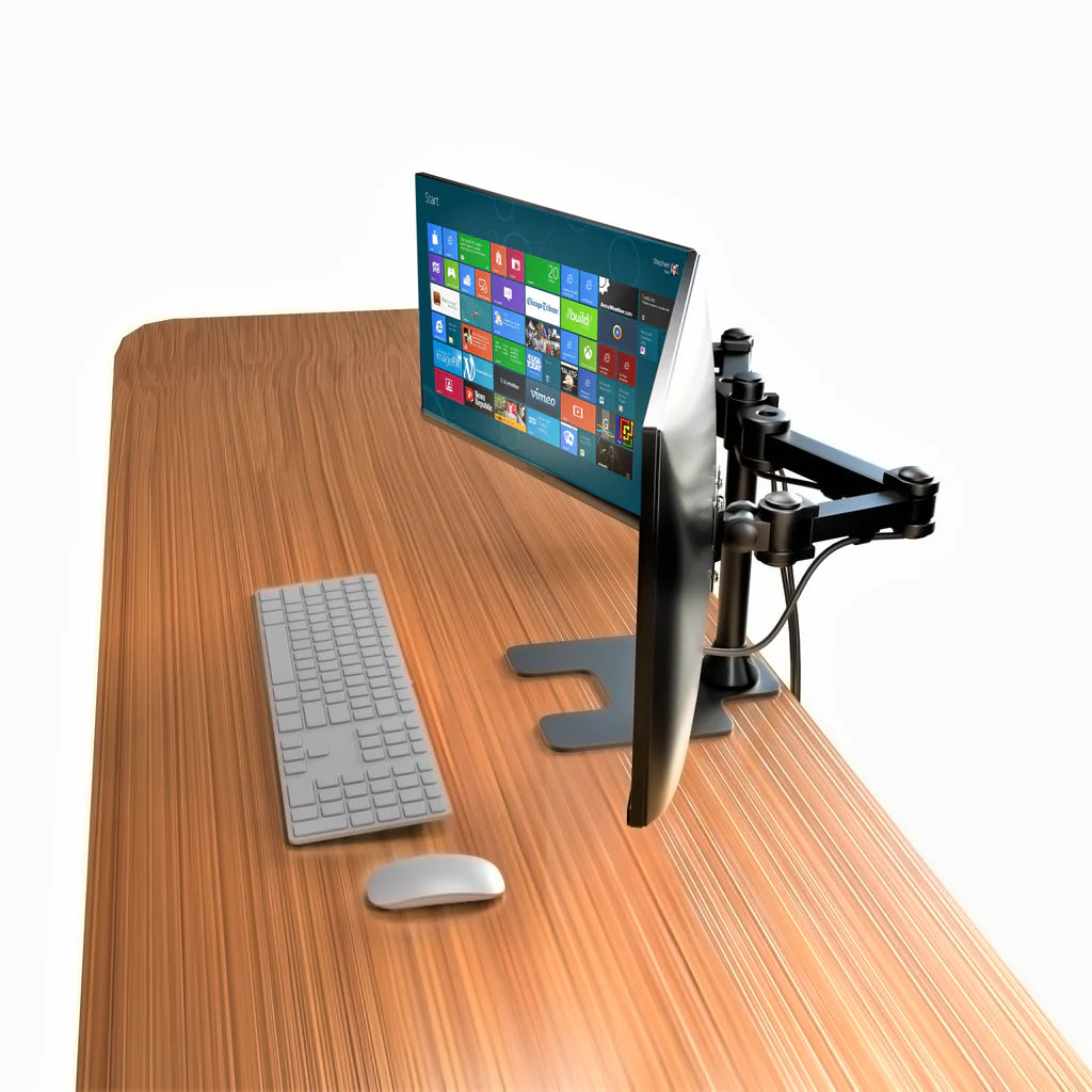 Freestanding Dual Monitor Mount, Fully Articulating Heavy-Duty Broad Arms, Compatible for Two Screens up to 32 inches with Standards 75 * 75mm and 100 * 100mm VESA Holes, 5 Years Warranty, Black (2HDF)