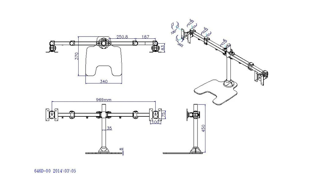 Freestanding Dual Monitor Mount, Fully Articulating Heavy-Duty Broad Arms, Compatible for Two Screens up to 32 inches with Standards 75 * 75mm and 100 * 100mm VESA Holes, 5 Years Warranty, Black (2HDF)