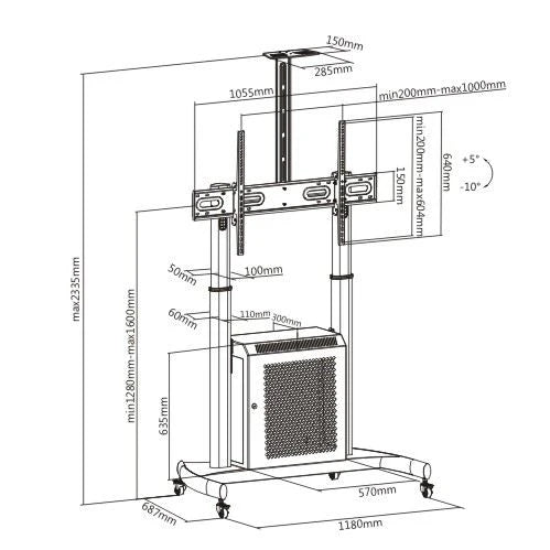 Steel Height-Adjustable TV Carts (TMC-L)