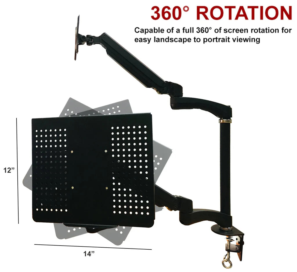 Dual Arm Monitor & Laptop Mount - Heitgh and Angle Adjustment, 18" Pole, 5 Years Warranty (NA-G DC)