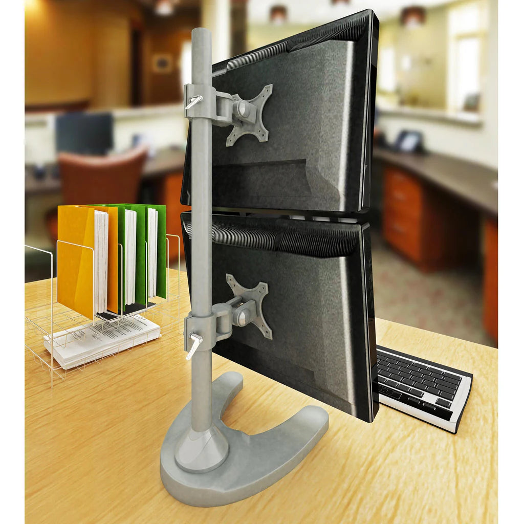Dual Monitor Stand - Freestanding & Vertical I Dual Vertical Stacked Monitor Arm
