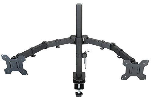 Dual Monitor Mount, Two Heavy Duty Full Motion Adjustable Arms Fit 2 Computer Screens 17 19 20 21 22 24 27 Inch, VESA 75 or 100mm, C-Clamp Base, 5 Years Warranty, 5 Years Warranty, Black (EC2)