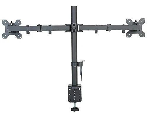 Dual Monitor Mount, Two Heavy Duty Full Motion Adjustable Arms Fit 2 Computer Screens 17 19 20 21 22 24 27 Inch, VESA 75 or 100mm, C-Clamp Base, 5 Years Warranty, 5 Years Warranty, Black (EC2)