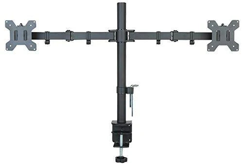Dual Monitor Mount, Two Heavy Duty Full Motion Adjustable Arms Fit 2 Computer Screens 17 19 20 21 22 24 27 Inch, VESA 75 or 100mm, C-Clamp Base, 5 Years Warranty, 5 Years Warranty, Black (EC2)