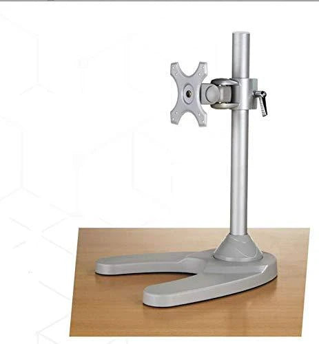 Single LCD Monitor Desk Stand Adjustable Tilt Free-Standing Mount fits 1 Screen up to 27", 5 Years Warranty, Silver (LMSFS)