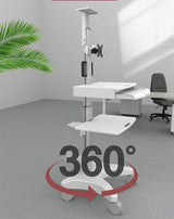 Single Monitor Medical Cart With Lockable Wheels and Camera Shelf For Telemedicine, White (HSC08)