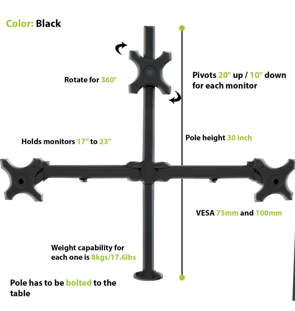Triple Monitor Stand - Table Fix (3MS-FT)