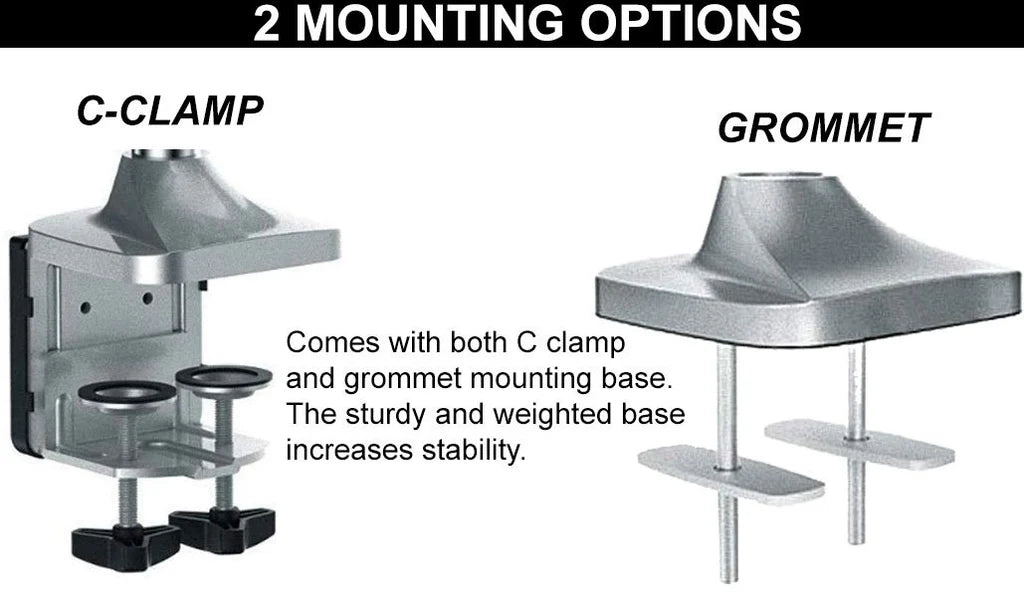 Triple Monitor Stand, Fits 13 to 32 Inchs Screens, Clamp Grommet, Height Adjustable Aluminum Gas Spring Three Monitor Arm Desk Stand, Full Motion, Silver, 5 Years Warranty (3MSGS)