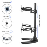 Quad Monitor Stand Freestanding, Adjustable/Tilt/Swivel/Rotate, Supports Monitors up to 27”, Adjustable VESA 75x75mm, 100x100mm Four Monitor Stand for 4 Screen Setup, Black (4MSFP)