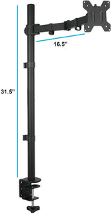 Fully Adjustable Extra Tall Single LCD Monitor Desk Mount, Fits 1 Screen up to 27 inch, Weight up to 10 kg, 5 Years Warranty Black (EC1L)