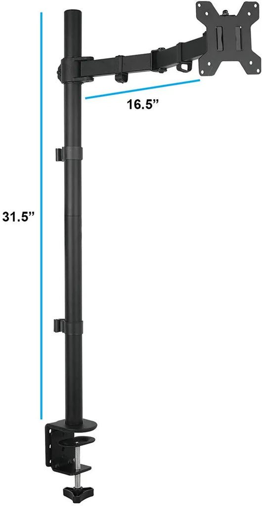 Fully Adjustable Extra Tall Single LCD Monitor Desk Mount, Fits 1 Screen up to 27 inch, Weight up to 10 kg, 5 Years Warranty Black (EC1L)