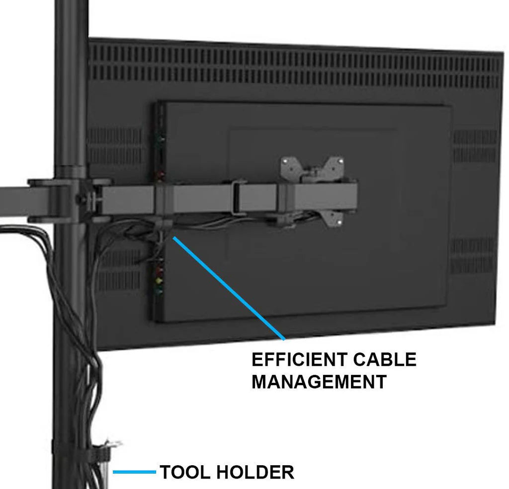 Fully Adjustable Extra Tall Dual LCD Monitor Desk Mount, Fits 2 Screen up to 27 inch, Weight up to 10 kg per arm, 5 Years Warranty, Black (EF2L)
