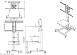 TV Floor Stand on Wheels I Universal Mobile TV Stand with AV Tray! Rolling TV Cart for Screens 32 to 70 Inches (VCTS12)