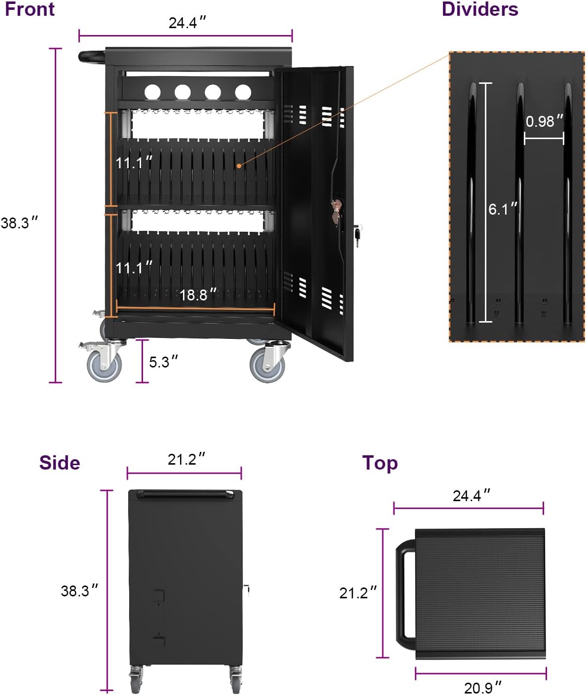 32 Device Charging Cart for Laptop