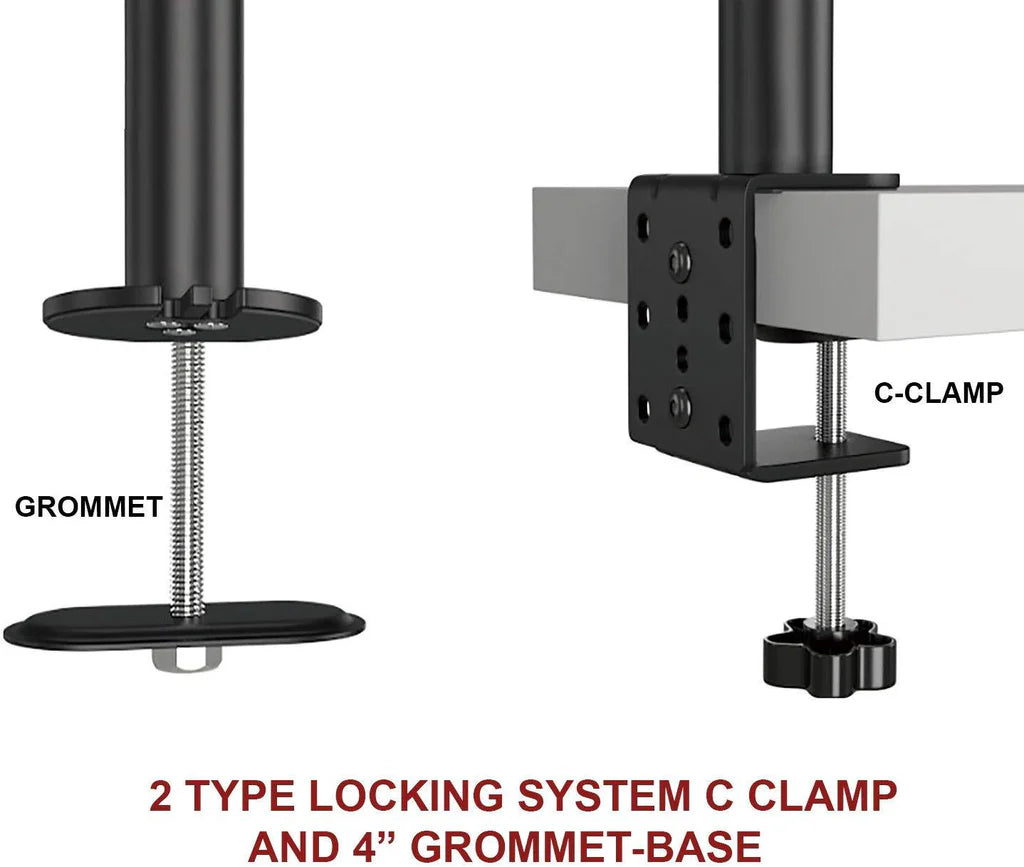 Fully Adjustable Extra Tall Single LCD Monitor Desk Mount, Fits 1 Screen up to 27 inch, Weight up to 10 kg, 5 Years Warranty Black (EC1L)
