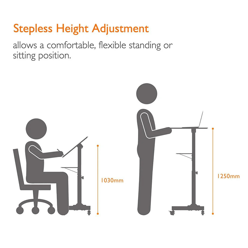 Mobile Laptop Desk Cart Height and Angle Adjustable Tilt Spliting Laptop Stand Table Model No LPC10