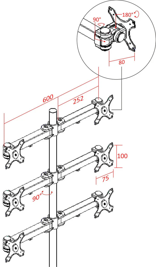 Six Monitor Stand - Freestanding - Vertical, 5 Years Warranty (6MS-FV)