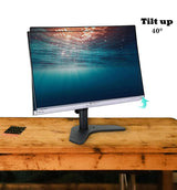 Single LCD Monitor Desk Stand Adjustable Tilt Free-Standing Mount fits 1 Screen up to 27 (Desktop Height Adjustable Monitor Stand, Black (LMSF-BASIC)