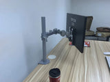 Single Fully Adjustable/Tilt/Articulating Full Motion LCD Arm Desk Mount Stand for 1 Screen up to 27 Inch, 5 Years Warranty, Silver (RC1S)