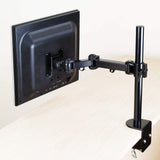Single Fully Adjustable/Tilt/Articulating Full Motion LCD Arm Desk Mount Stand for 1 Screen up to 27 Inch, 5 Years Warranty Black (RCPRM1)