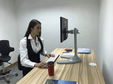 Single LCD Monitor Desk Stand Adjustable Tilt Free-Standing Mount fits 1 Screen up to 27", 5 Years Warranty, Silver (LMSFS)