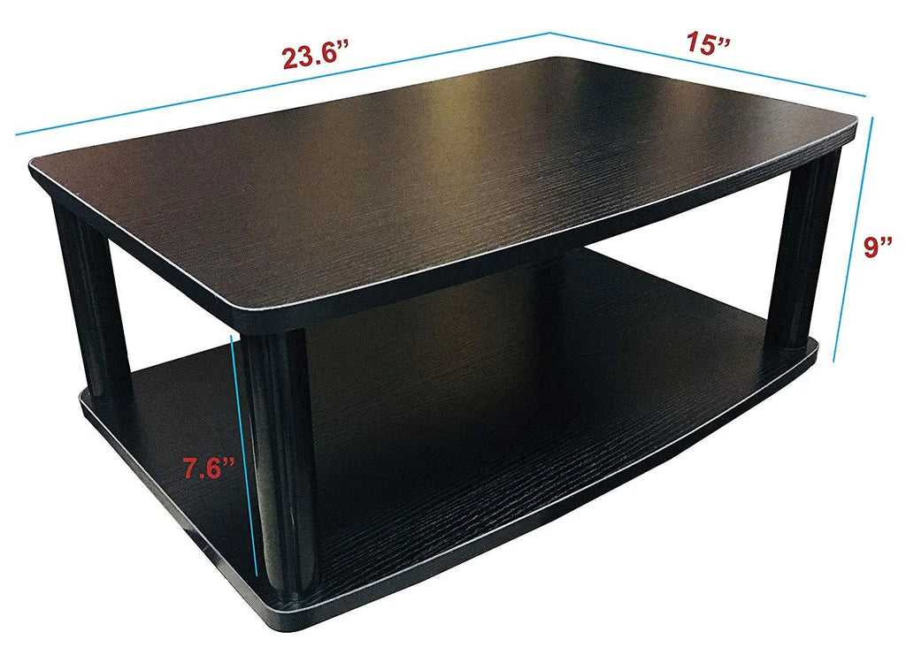 2-Tier Mobile TV Stand Fits Most Televisions, Made with Particle Board and Aluminum tubes, Holds up to Max 50 Inch Screens, 40 kg Capacity Capacity - Black (RS301)