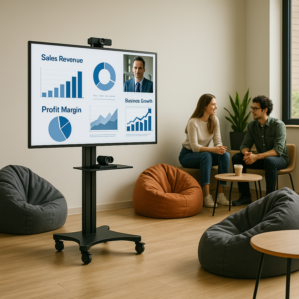 Premium Mobile TV Stand with Shelf – Perfect for Offices, Meetings & Presentations With wheels (UPT1)