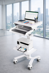 HSL-8 Secure Laptop Enclosure Cart - Anti-Theft Medical Workstation with Digital Lock