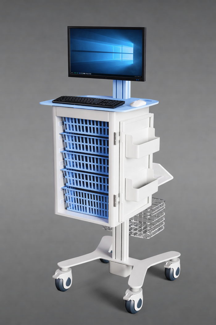 HSM-4 Clinical Medical Computer Cart for Monitor and Laptop