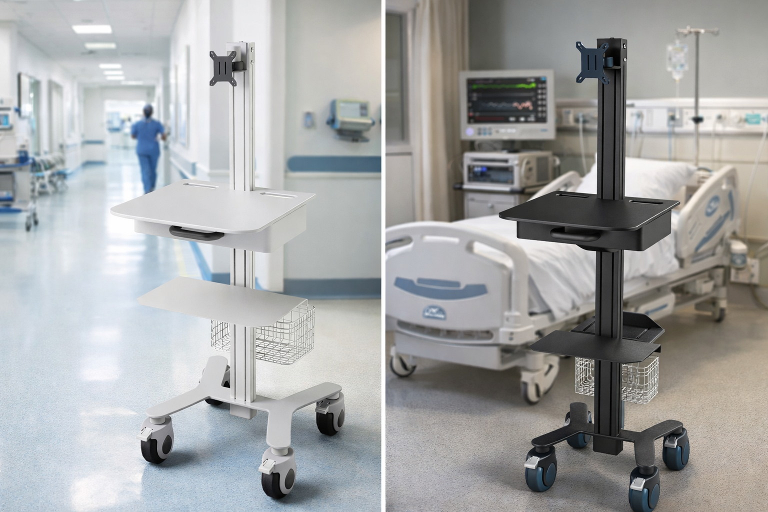 HSM-1 Medical Computer Cart - Slim Mobile Workstation for Clinics