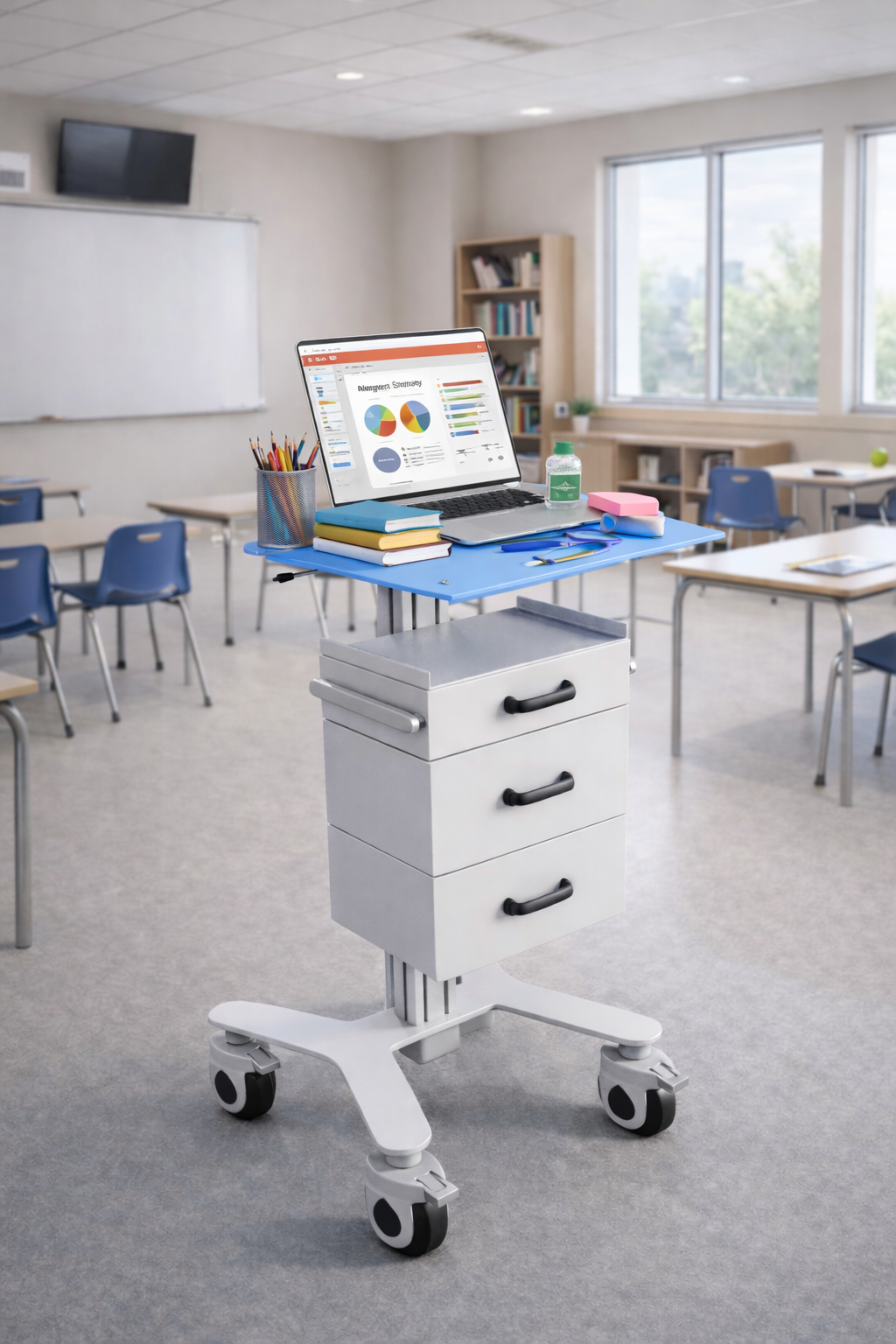 HSL-6 Professional Laptop on Wheels (LOW) - Height Adjustable PC Stand