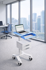 HSL-7 Premium Point-of-Care Laptop Cart - Telescopic Aluminum Workstation