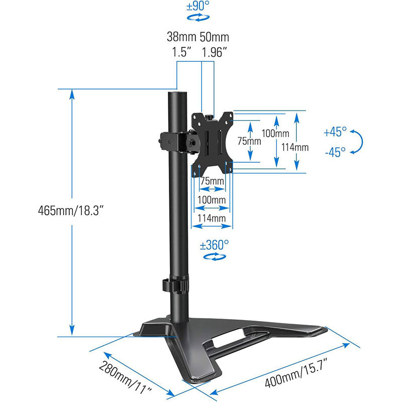 Single Monitor Mount for 13-32 Inch Computer Screens, Improved LCD/LED Monitor Riser, Height/Angle Adjustable Single Desk Mount Stand, Holds up to 17.6lbs, 5 Years Warranty (EF001BR)